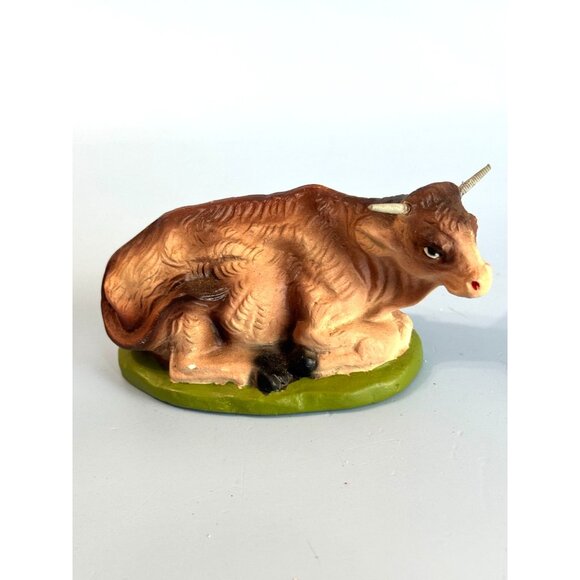 Midcentury Paper Mache Cow Figurine Brown Green 4.5 Inch Handmade Japan - Picture 2 of 6